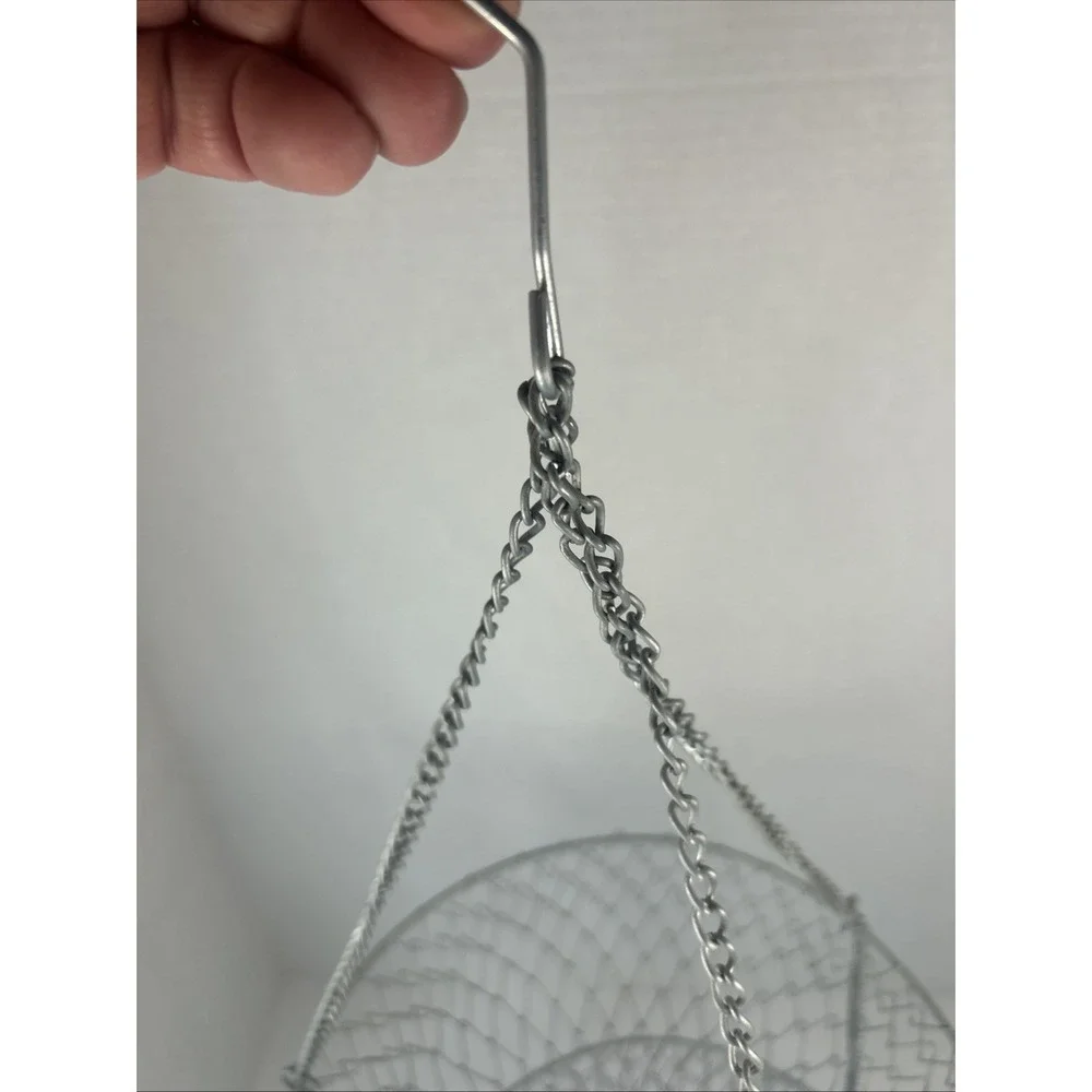 2-Tier Kitchen Hanging Fruit Basket Wire Hanging Collapsible Basket Read Vtg